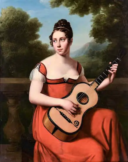 woman with guitar 17th century